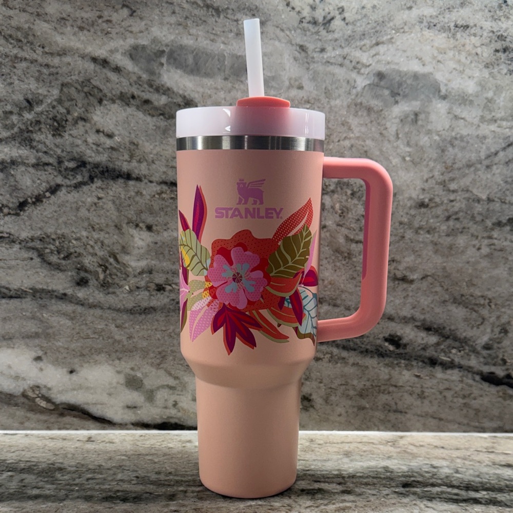 Stanley Pink Tumbler with Floral Design